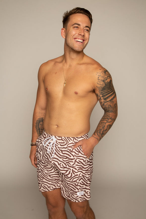 Sunny Bunny Swim Boyfriend Shorts in zebra