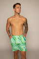 Sunny Bunny Swim Boyfriend Shorts in green twirl