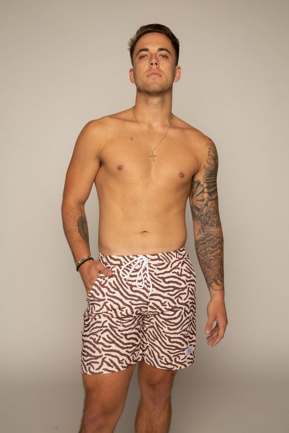 Sunny Bunny Swim Boyfriend Shorts in zebra